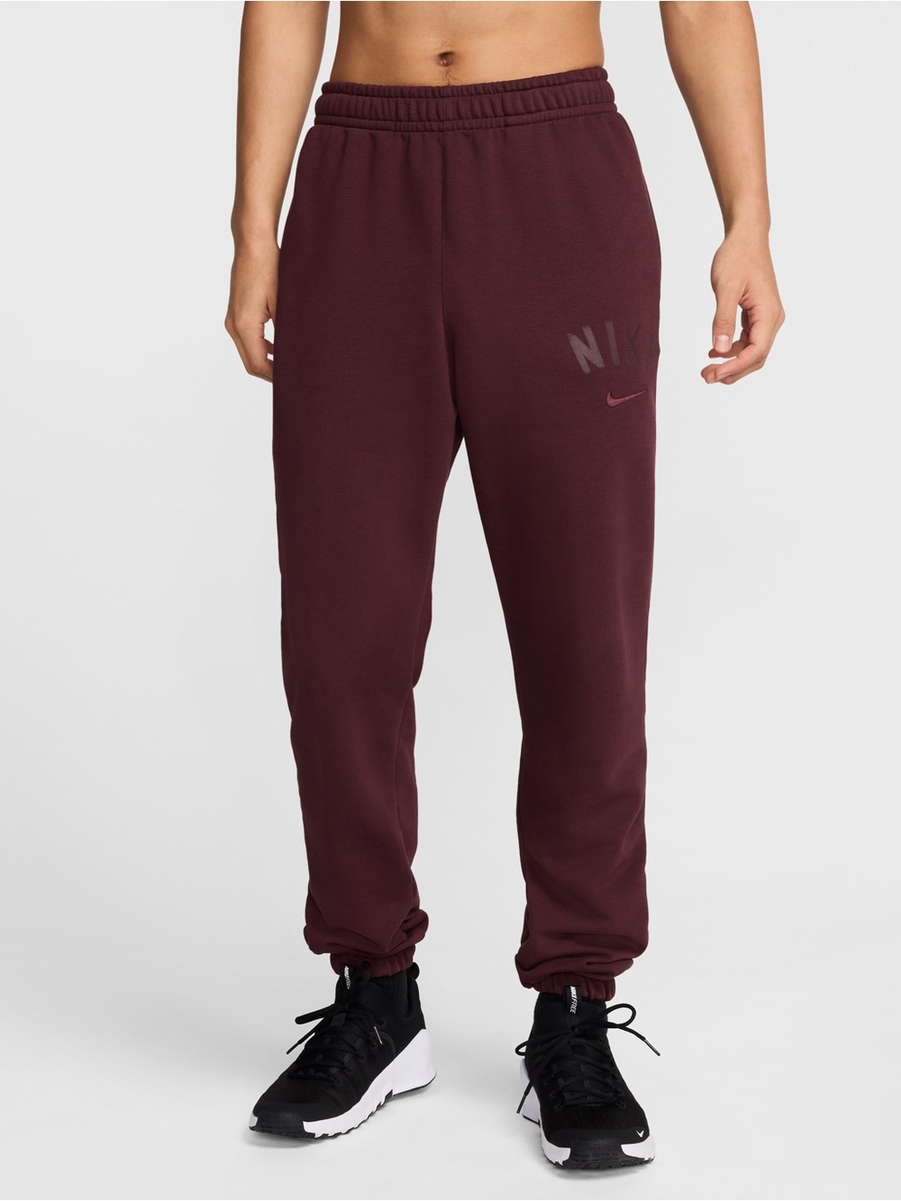 Nike Swoosh Dri-Fit Fleece Fitness Jogger Pants- Burgundy